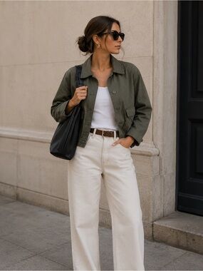 Gap Cotton Boxy Cropped Chore Jacket | Utility Coat | XL
